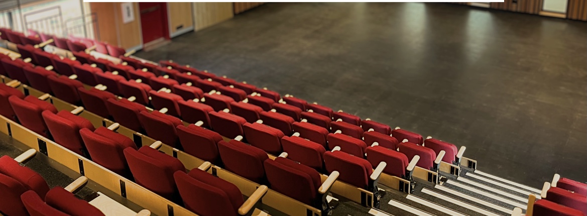 Image of rows of red seating in the new theatre